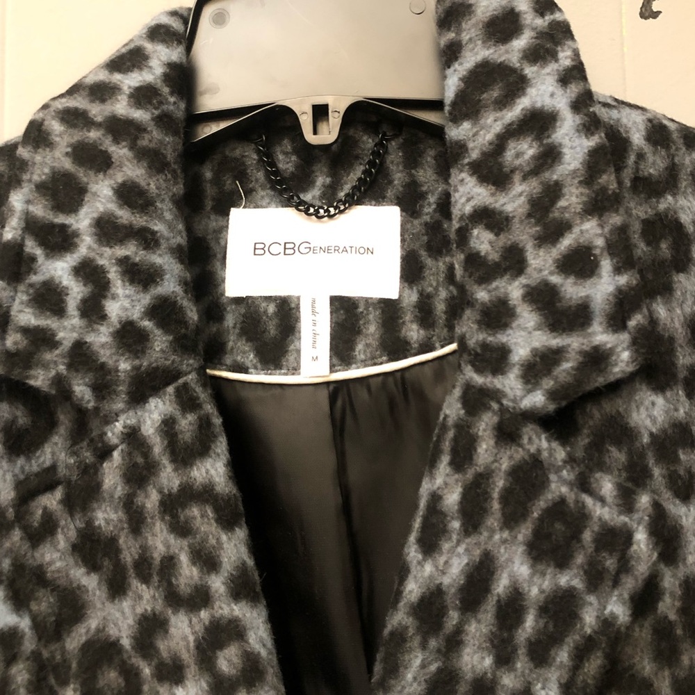 GCBG MAXAZRIA Womens Midweight Blue-Leopard Overcoat Sz, Medium - Picture 12 of 14